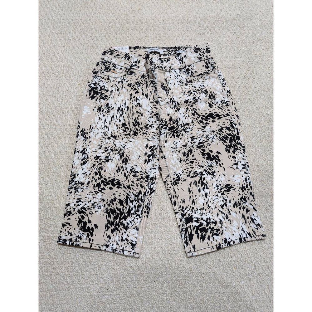 Nine West Women's Tan Printed Mid-Rise Heidi Pull-On Skimmer Shorts Size 6 NWT